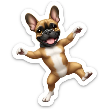 Black and tan colored French bulldog dancing sticker