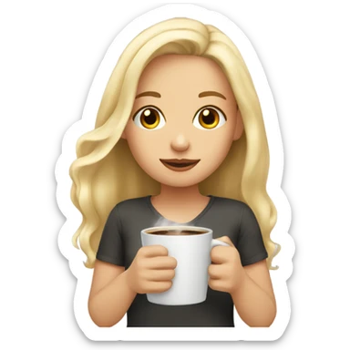 blonde girl with coffee sticker