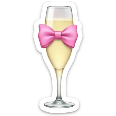 champagne glass with a pink bow sticker