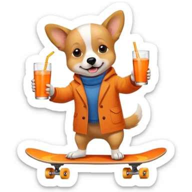 DOG ON A SKATE DRINKING APEROL SPRITZ sticker