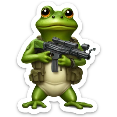 army frog with gun sticker