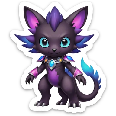 Cute cool colorful dark nebula fantasy-Digimon-animal-hybrid full body sticker
