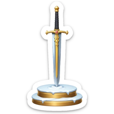 sharp sword in snow pedestal sticker