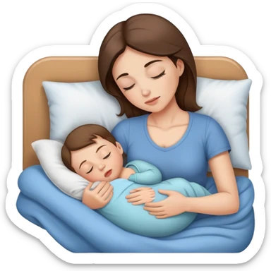 Light brunette fit mom forcing baby boy go to sleep sticker