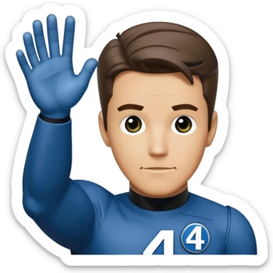 reed richards from fantastic four with the number 4 on chezt sticker