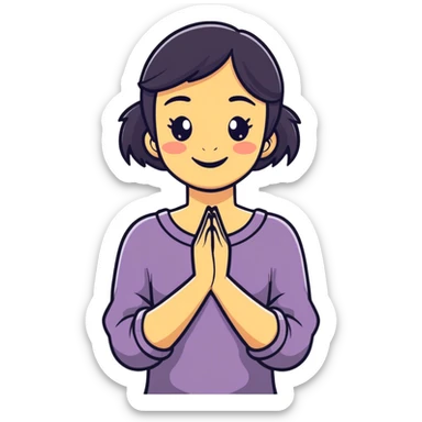 girl hold neck hands crossed while laughing  sticker