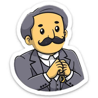 italian man Luigi Mangione with mustache wearing a large gold wedding band ring sticker