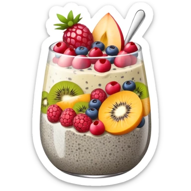 chia seed pudding with fruit toppings sticker