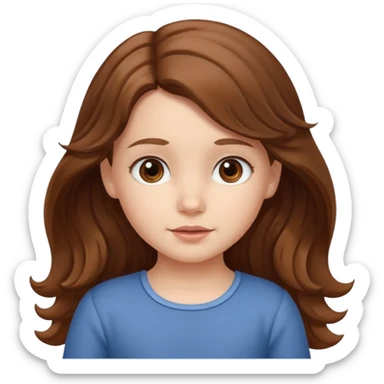 3yr old very white girl with wavy long brown hair in front of the sholders and brown eyes sticker