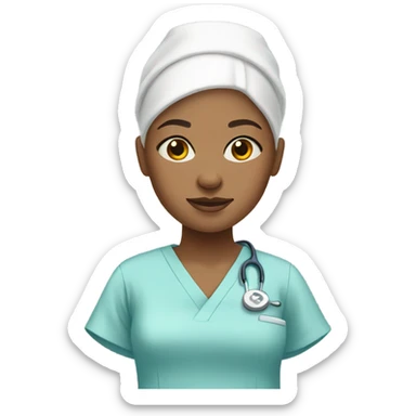 Bald girl wearing hospital gown  sticker