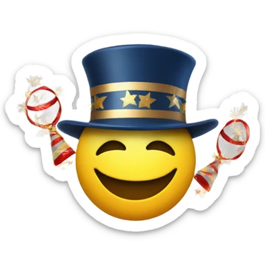 Smiley face with a happy New Year’s hat and whistleblower sticker