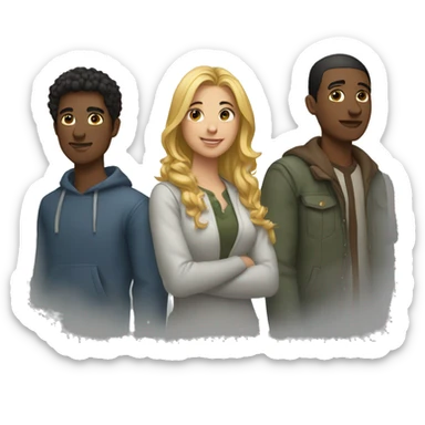 a group of four people  sticker