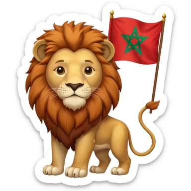 A atlas lion holding a morocco flag sticker