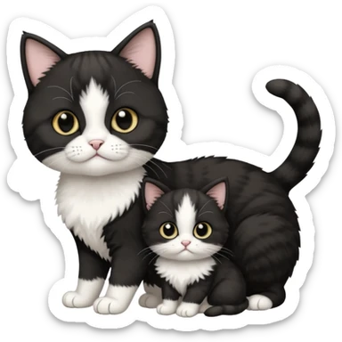 Scottish Tuxedo cat with a baby Scottish Tuxedo cat sticker