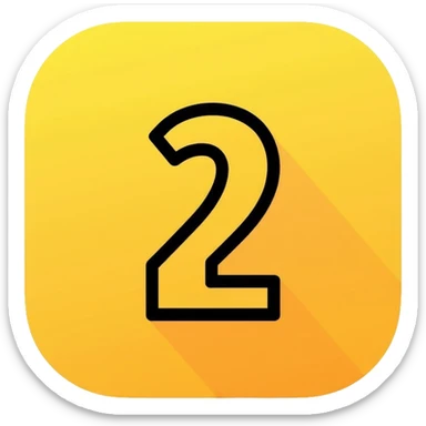 Number 2 on a yellow volumetric background sticker
