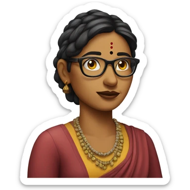 Indian woman with wart on her left side of her face with glasses  sticker