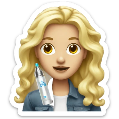 blonde girl with disposable vape sticker