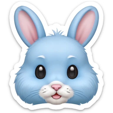 light blue cute rabbit head with extra cute expression sticker