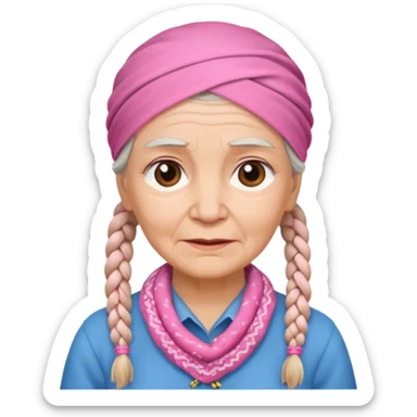 old woman with braids and a pink bandana sticker