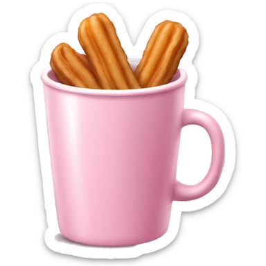 Baby Pink Cup with straight churros inside  sticker