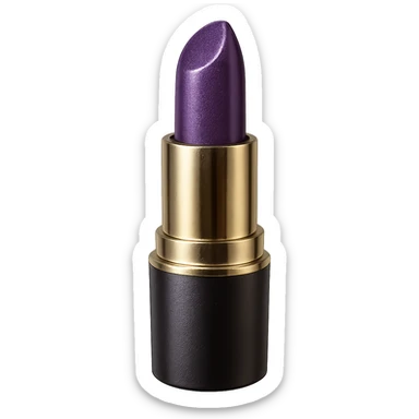 Create a realistic lipstick emoji with a glossy finish and purple lipstick. The image should have no background and be in a photorealistic style. sticker
