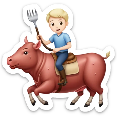 boy riding a raw steak sticker