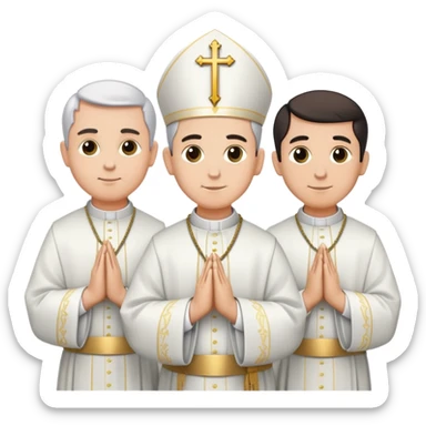 four catholic priests together, each wearing a black soutana, standing side by side sticker