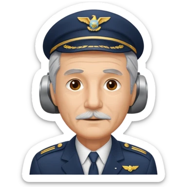 an old airline pilot without mustache sticker