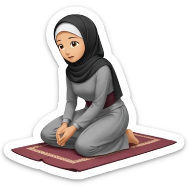 Woman Kneeling for Islamic prayer side view prostrate sticker