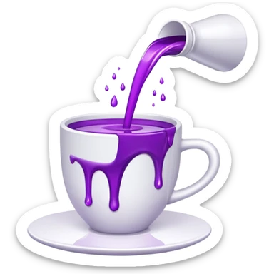 White cup spilling purple liquid  sticker