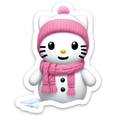 Hello kitty snow man with pink scarf sticker