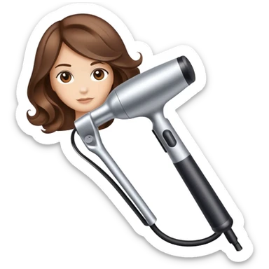 Brown hair straightener curling iron sticker