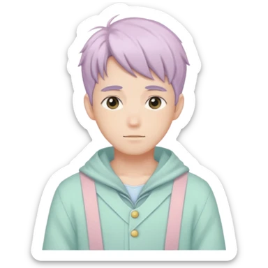 gorgeous-pastel-anime-style- man wearring Cottagecore style  sticker