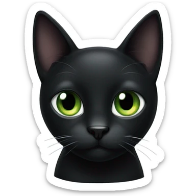 black cat green eyes with a white spot on the tip of the tail  sticker