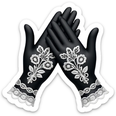 victorian age white gloves with lace sticker