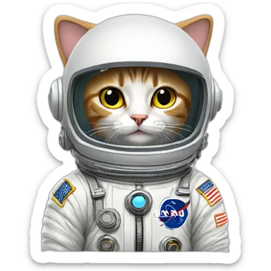 cat wearing astronaut suit sticker