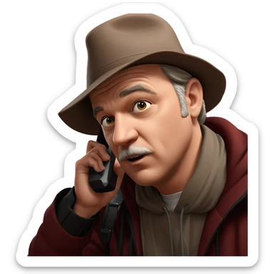 cool dude with phone hat sticker