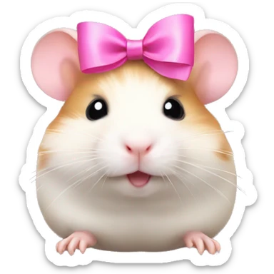 hamster with pink bow on head sticker