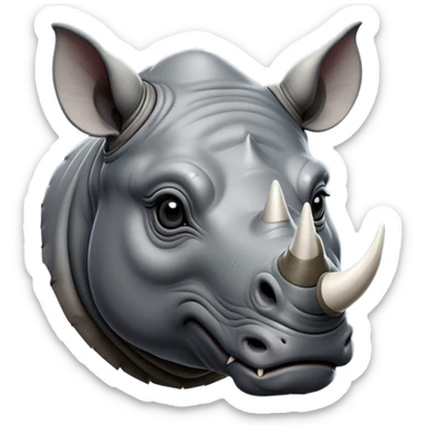 cinematic-noble--rhinoceros-portrait-emoji,slate-grey-hide-poised-and-regal,-with-a-massive,-powerful-build-and-a-thick,--deep-set-soulful-piercing-eyes,-simplified-yet-sharp-and-sophisticated-features,-highly-detailed,-large-black-eyes, white horn sticker