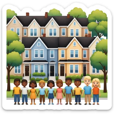 Neighborhood houses with people outside talking sticker