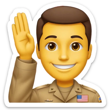 Yellow face saluting with an American flag in the background sticker