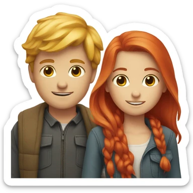 blonde girl and red head boy together  sticker