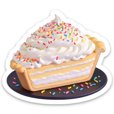 cream pie with swirled whipped cream and sprinkles sticker