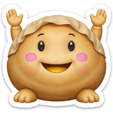 dumpling with a smiley face and little arms and legs sticker