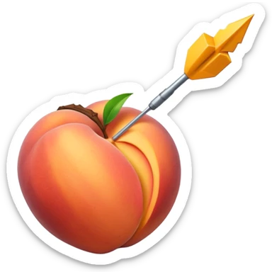 A dart in a peach sticker