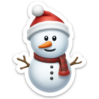 snowman with santa hat sticker