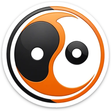 Orange and black ying yang sticker