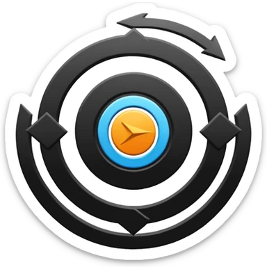 black diagram of circle expanding outward with arrows sticker