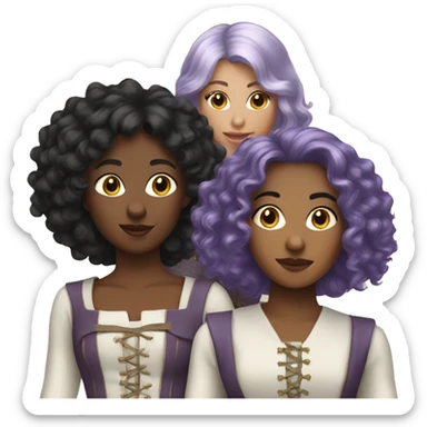 Three musketeers 2 black women lilac hair sticker