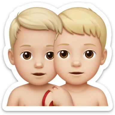 On the left side, it is half a photo of a baby, on the right side, it is half a photo of a young boy. Half baby half boy sticker